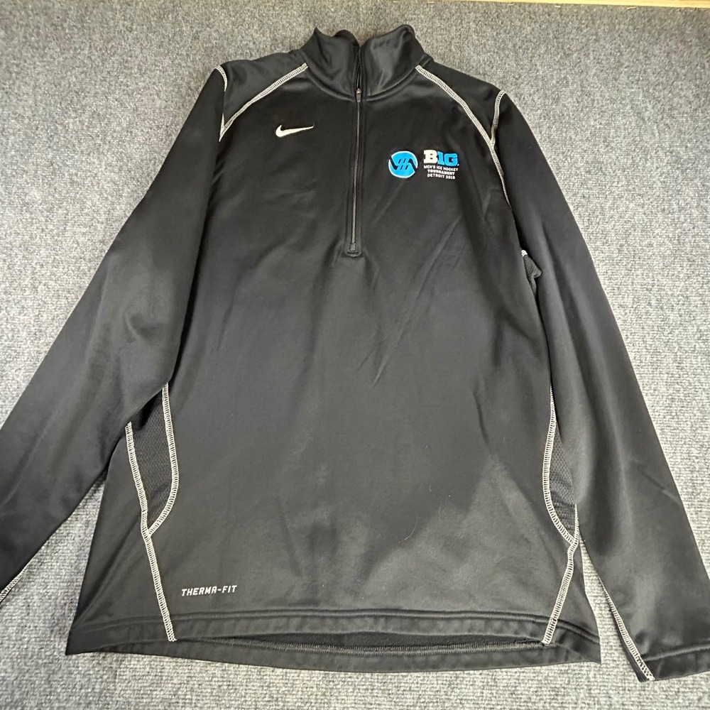 Nike Therma-FIT Mens Large 1/4 Zip Big Ten Hockey Tournament Detroit 2015 Black